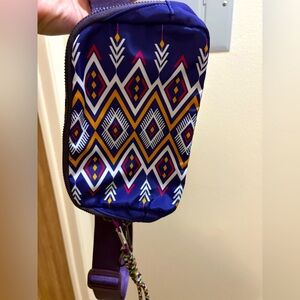 Iris & Rainbow Purple/White/Gold/ Maroon Aztec Design Fanny Bag